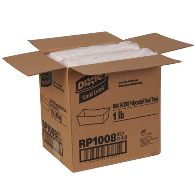 Dixie Polycoated Food Tray, 1 lb. Capacity, Red Plaid, 1000/Carton (RP1008)