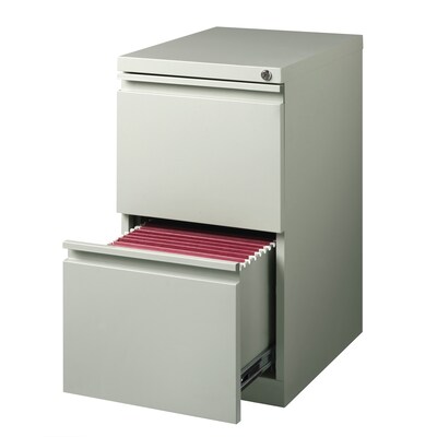 Hirsh 20" Mobile Pedestal File Cabinet, 2 Drawer File-File, Letter Width, Light Gray (18579)