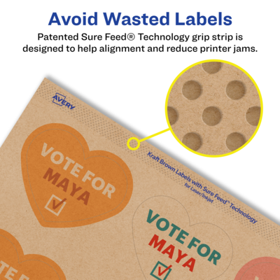 Avery Laser/Inkjet Decorative Edge Multipurpose Labels, 2-9/32" x 1-27/32", Kraft Brown, 1200 Labels/Box ( 94603)