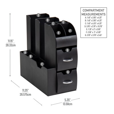 Mind Reader 11-Compartment Coffee Cup and Condiment Organizer, Black, 2/Pack (2CAD01-BLK)