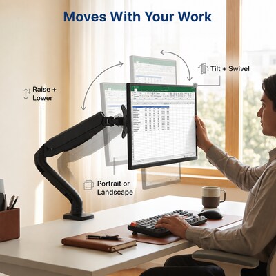 Uncaged Ergonomics Adjustable Single Computer Monitor LCD Arm/Mount, Black (MM-b)