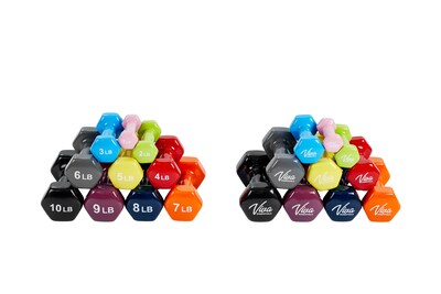 Viva Comfort Rehabilitation & Fitness Vinyl Dumbbell Set, 1–10 lb, Multicolored, 20/Pack (ADIME920-110-2PK)