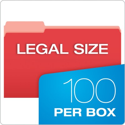 Pendaflex Recycled File Folder, 1/3-Cut Tab, Legal Size, Red, 100/Box (43501/3RED)