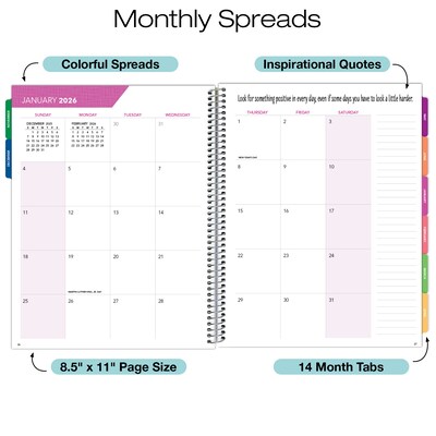 2026 Global Printed Products Teal Gold Marble 8.5" x 11" Weekly & Monthly Planner, Paperboard Cover (NRY26-LAMF-54)