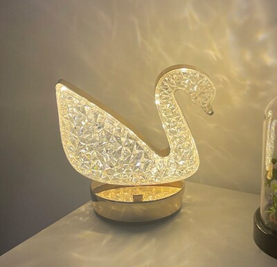 Tech Mod LED Swan Crystal Lamp
