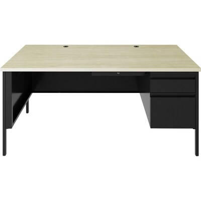 Lorell Fortress Series 66" W Right-Pedestal Desk, Black (LLR66906)