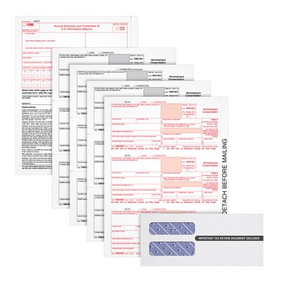 TOPS 2022 1099-NEC 4-Part Laser/Inkjet Tax Form Kit with Envelopes, 25 Sets/Pack (LNEC413) | Quill