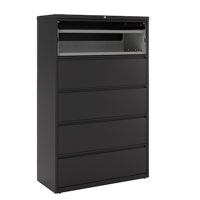 Quill Brand® HL8000 Commercial 5 File Drawers Lateral File Cabinet, Locking, Black, Letter/Legal, 42"W (21748D)