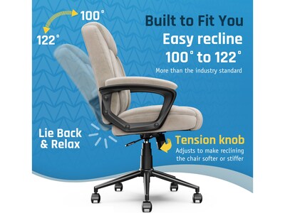 Click365 Transform 1.0 Ergonomic Fabric Swivel Desk Chair, Beige (CCHR10001D)