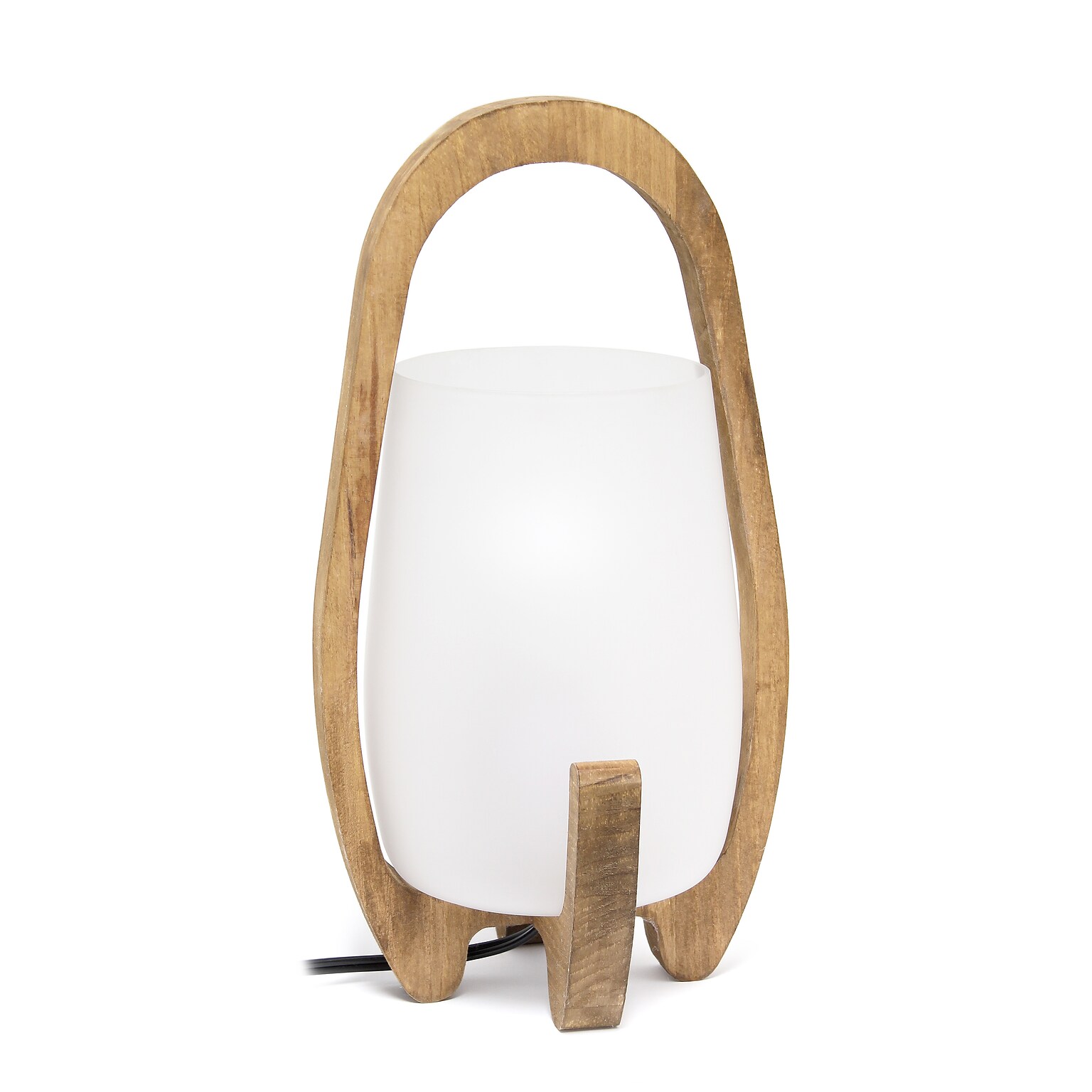 Lalia Home 15 Organix Contemporary Natural Wood Accented Table Desk Lamp, Translucent Glass Shade (LHT-4010-NA)