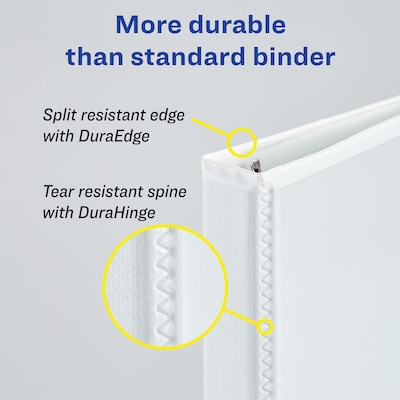 Avery Durable 1 1/2" 3-Ring View Binders, D-Ring, White (09401)