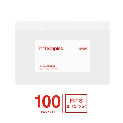 Staples Self-Adhesive Poly Pockets, Clear, 100/Pack (ST62803)