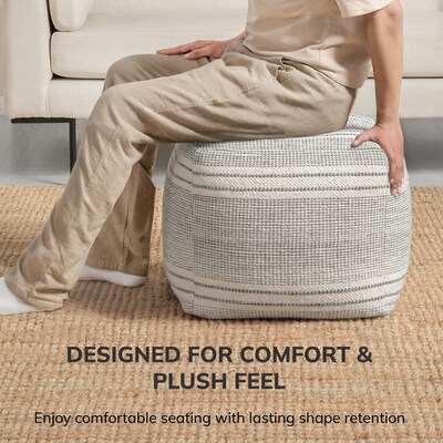 Anji Mountain Summit Stone Fabric Square Pouf Ottoman (AMBPF174-1616)