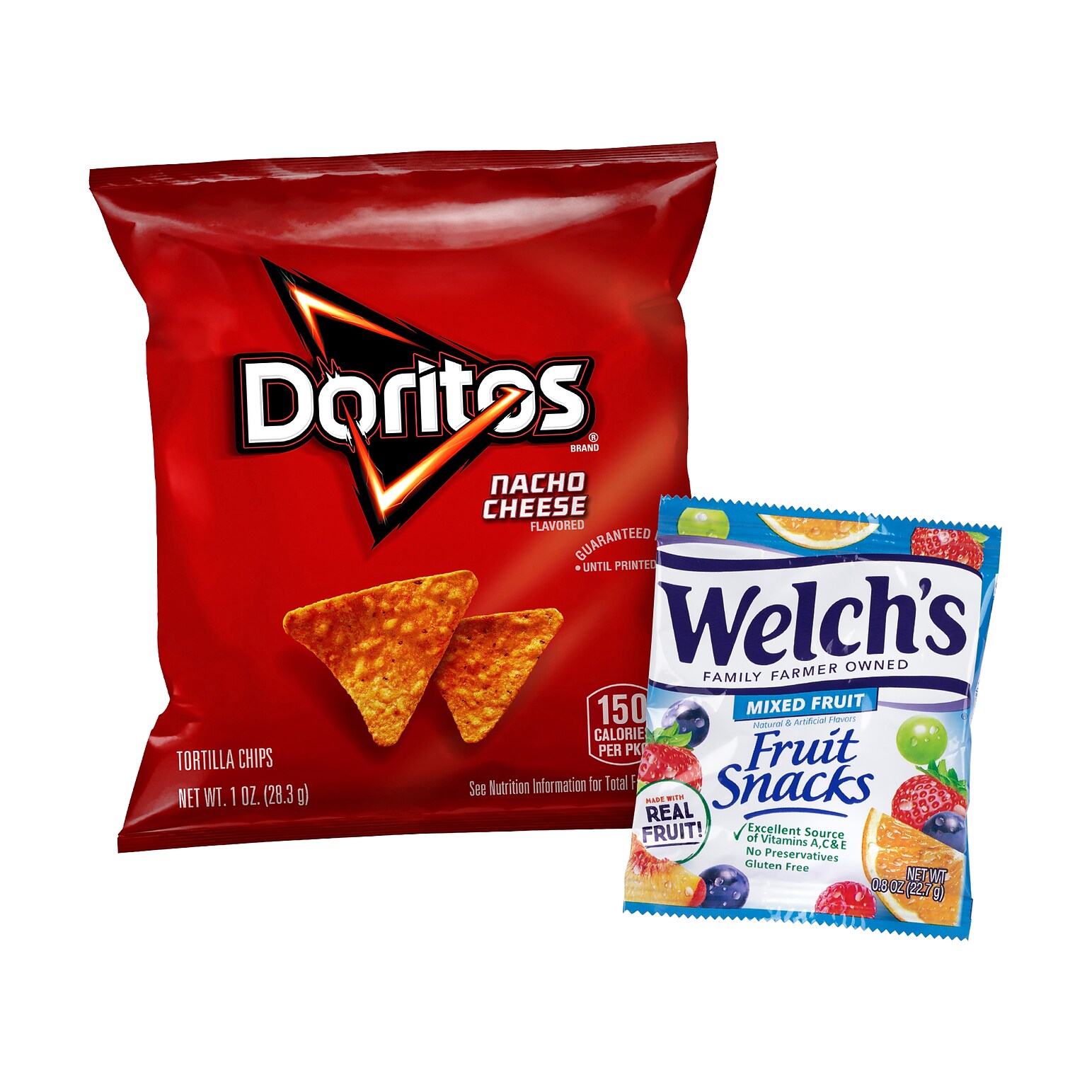 Doritos Nacho Cheese Tortilla Chips & Welchs Mixed Fruit Snacks, 2/Pack (600-04174)