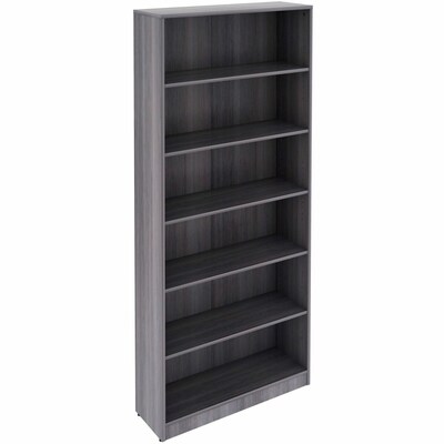 Lorell 84 6-Shelf Bookcase with Adjustable-Shelves, Weathered Charcoal Laminate (LLR69665)