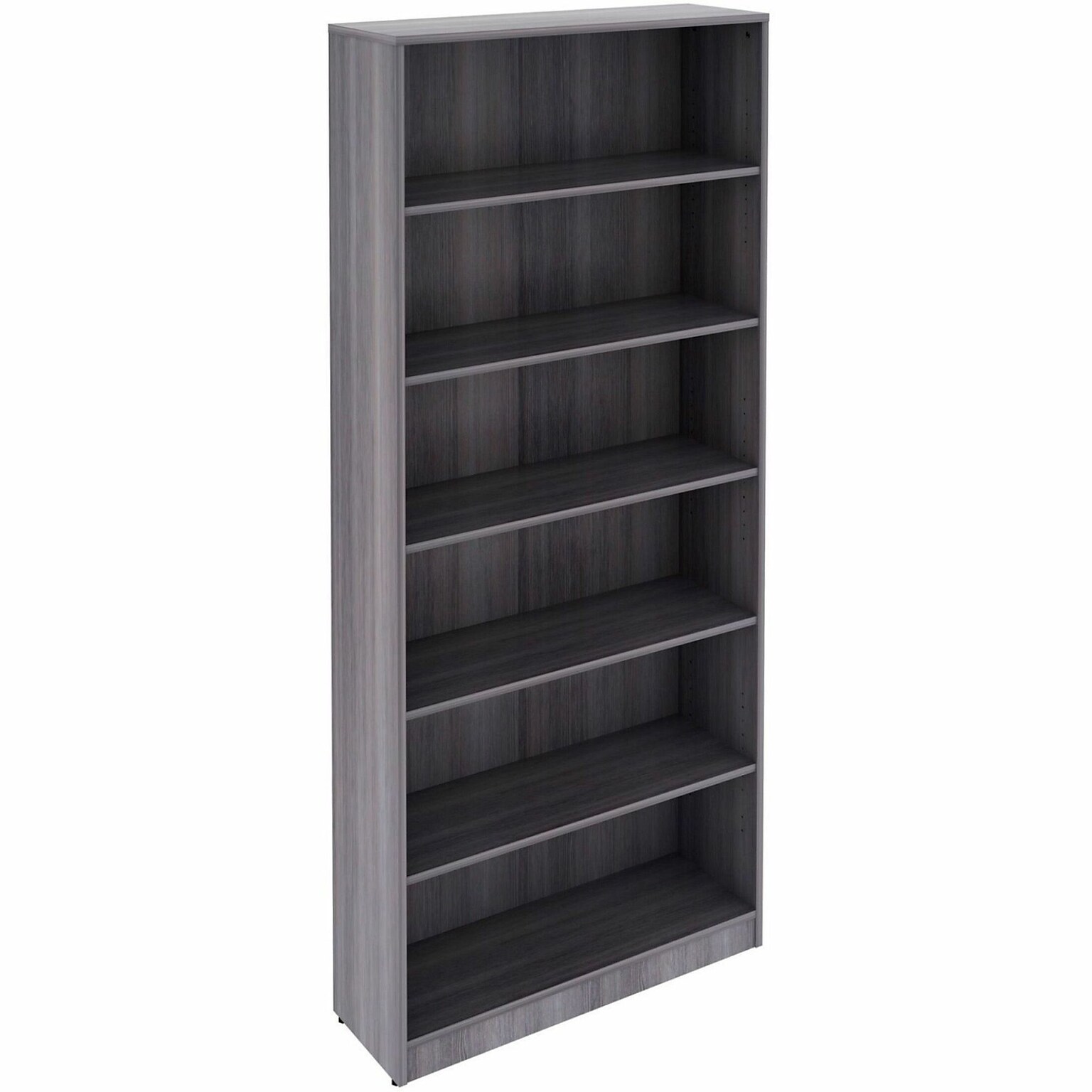 Lorell 84 6-Shelf Bookcase with Adjustable-Shelves, Weathered Charcoal Laminate (LLR69665)