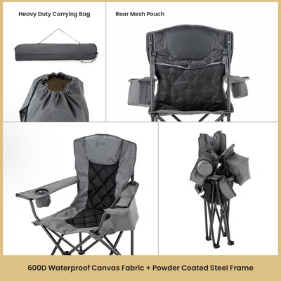 Arrowhead Outdoor Quad 6-Can Armrest Outdoor Chair, Granite Gray (TSRTKKS0316U)