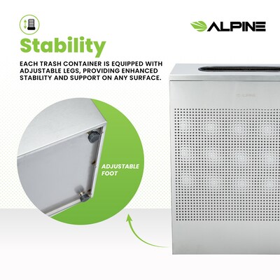 Alpine Industries Stainless Steel Trash Can, 23 Gallon, Silver (ALP438-23-SS-MK)