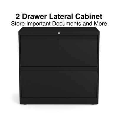 Quill Brand® Commercial 2 File Drawer Lateral File Cabinet, Assembled, Black, Letter/Legal, 30"W (20068D)