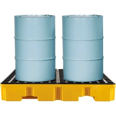 Global Industrial 4 Drum Low Profile Spill Containment Pallet w/ Drain (989073)