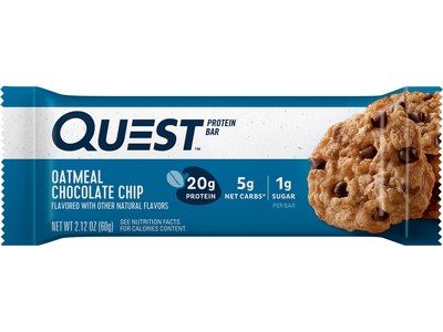 Quest Gluten Free Oatmeal Chocolate Chip Protein Bar, 2.12 oz., 12 Bars/Box (QPBOCC12)