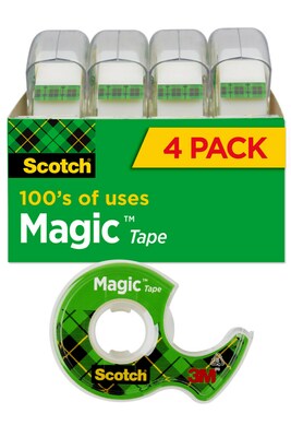 Scotch Magic Invisible Tape with Refillable Dispenser, 3/4 x 8.33 yds., 4 Rolls (4105)