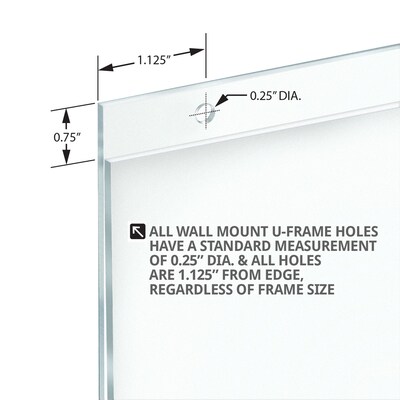Azar Displays Wall Hanging Sign Holder, 5" x 7", Vertical, Wall Mounted, Clear, Acrylic, 10/Pack (162722)
