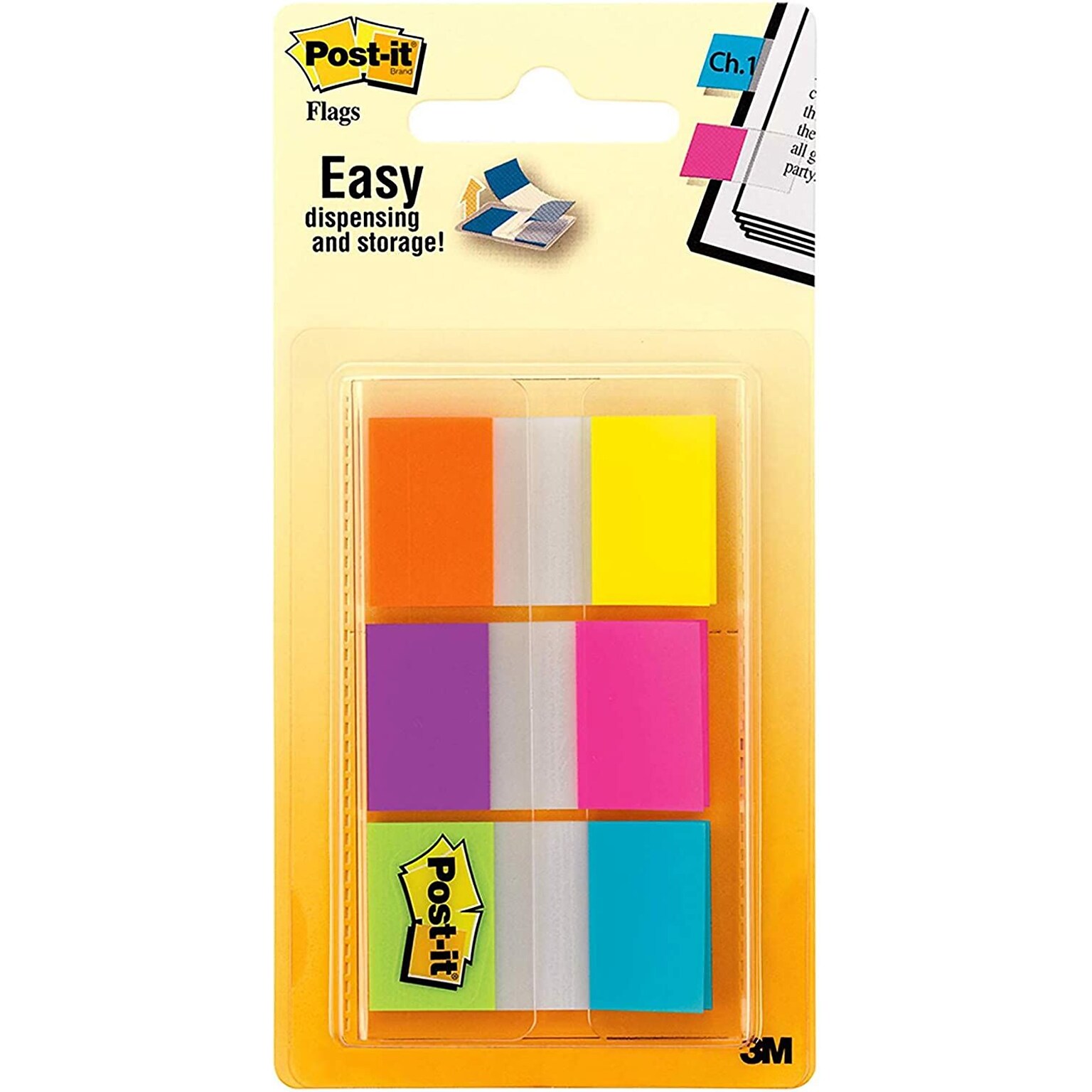 Post-it® Flags, .94 Wide, Alternating Electric Glow Collection, 60 Flags/Pack (680-EG-ALT)