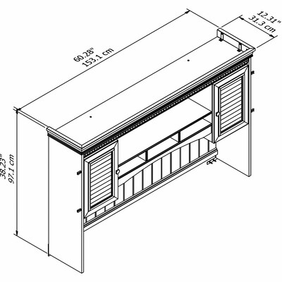 Bush Furniture 60"W Desktop Hutch, White (WC53231-03)