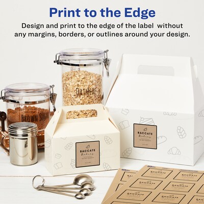Avery Print-to-the-Edge Laser/Inkjet Square Labels, 2" x 2", Kraft Brown, 300 Labels/Pack (22846)