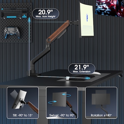 FlexiSpot MA9 Premium Single Monitor Mount, Up to 49" Monitor, Black (MA9-S-DP-US)