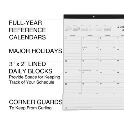 2024 Staples 22" x 17" Desk Pad Calendar, Black (ST12951-24)