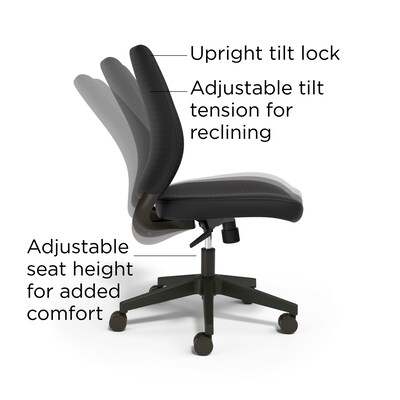 Union & Scale™ Essentials™ Ergonomic Armless Fabric Task Chair, Black (UN59382)