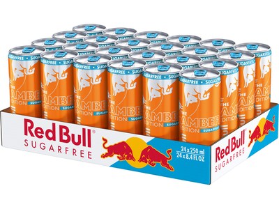 Red Bull Amber Edition Sugar-Free Strawberry/Apricot Energy Drink, 8.4 oz., 24 Cans/Carton (RB243204