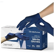 FifthPulse Powder Free Nitrile Gloves, Latex Free, X-Large, Navy Blue, 200/Box (FMN100422)