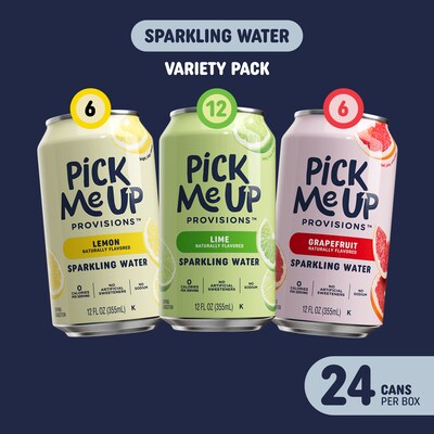 Pick Me Up Provisions™ Sparkling Water Variety Pack, 12 oz., 24 Cans/Carton (PM63523)