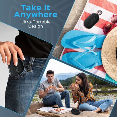 TREBLAB HD-Go Ultra Portable Hand Held Speaker with Clip, Waterproof, Black