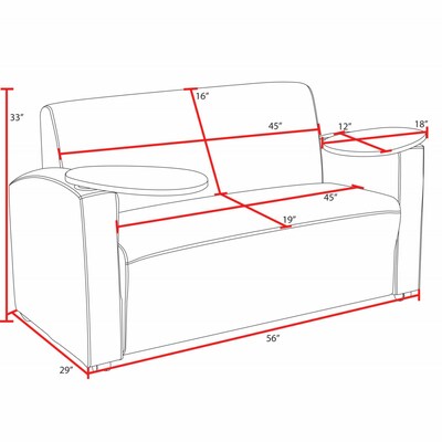 Regency Supernova Tablet Arm Loveseat, Navy Blue/Noble Oak (7702NSNOBE)