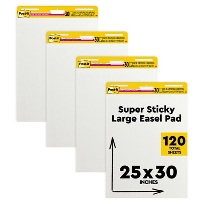 Post-it Super Sticky Easel Pad, 25 x 30, 30 Sheets/Pad, 4 Pads/Pack (559-VAD-4PK)