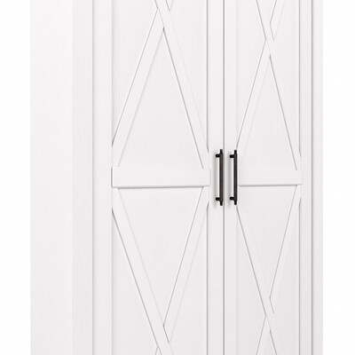 Bush Furniture Key West 66" Tall Storage Cabinet with Doors and 5 Shelves, Pure White Oak (KWS266WT-03)