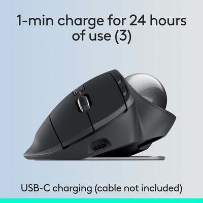 Logitech MX Ergo S Plus Wireless Ergonomic Trackball Mouse, Black (910-007247)