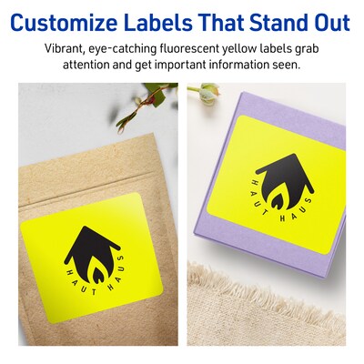 Avery Laser/Inkjet Multipurpose Labels, Neon Yellow, 6 Labels/Sheet, 80 Sheets/Pack (94248-NYP80)