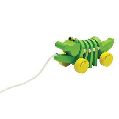 Plan Toys Dancing Alligator Wooden Pull Toy, Green (PTS5105)