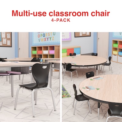 Staples Polypropylene 12 Student Chair, Black, 4/Box (ST63543)