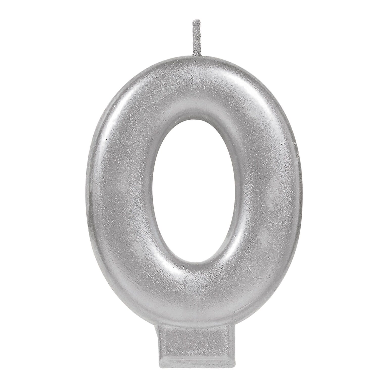 Party City Number 0 Birthday Candle, Silver (AM170586)
