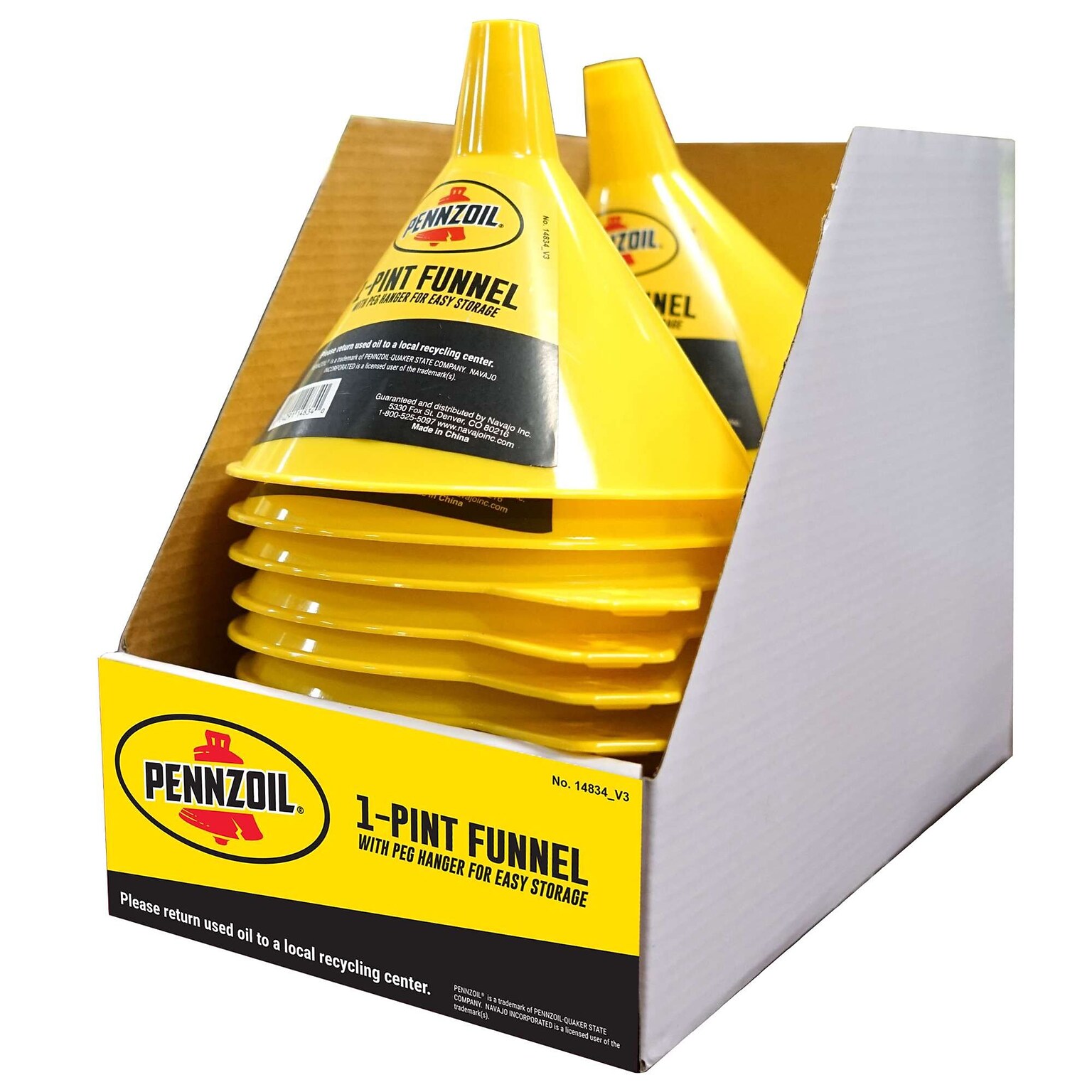 Pennzoil Funnel, 1 Pint, Yellow, 24/Carton (14834)