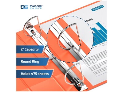 Davis Group Premium Economy 2" 3-Ring Non-View Binders, D-Ring, Orange, 6/Pack (2304-19-06)