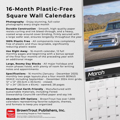 2025 BrownTrout Classic Chevy Pickups 12" x 24" Monthly Square Wall Calendar, (9781975479763)