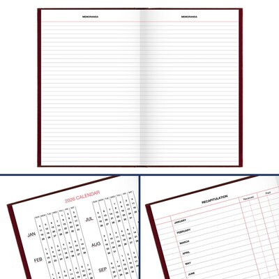 2026 AT-A-GLANCE Standard Hardcover Daily Diary, 7.75" x 12", Ruled, Red (SD377-13-26)