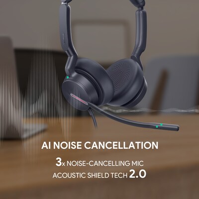 Yealink UH46 USB Wired Noise Cancelling USB-C/A Stereo Computer Headset for Business Office, UC Certified